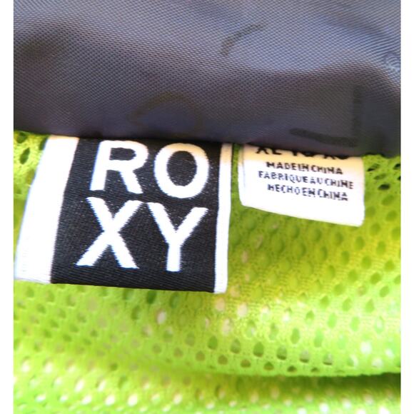 ROXY Hooded Windbreaker Raincoat Lined Light Jacket Women Sz XL Green/Black - Picture 10 of 11